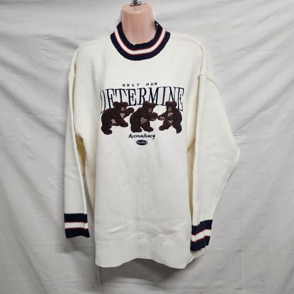 Aelfric Eden Bear Embroidered Pullover Sweater Women's Size Large/L - Picture 3 of 12